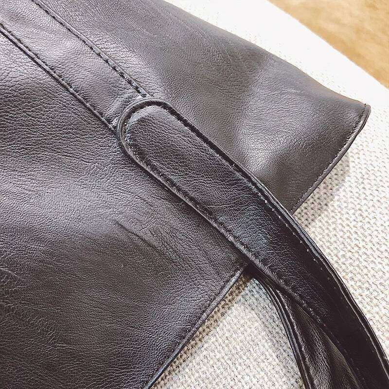 City Bag Black Leather Casual Tote Ladies Single Shoulder Large Capacity Ruched Handbags Crossbody Bags Soft Fashion Totes Women