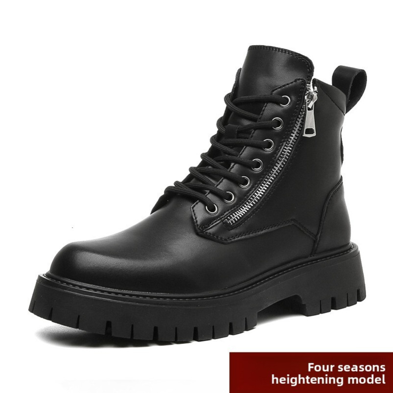 Martin Men 2023 New Versatile Mid-Top Height-Increasing Soft Surface Side Zipper British Workwear High-Top Boots 1133-R