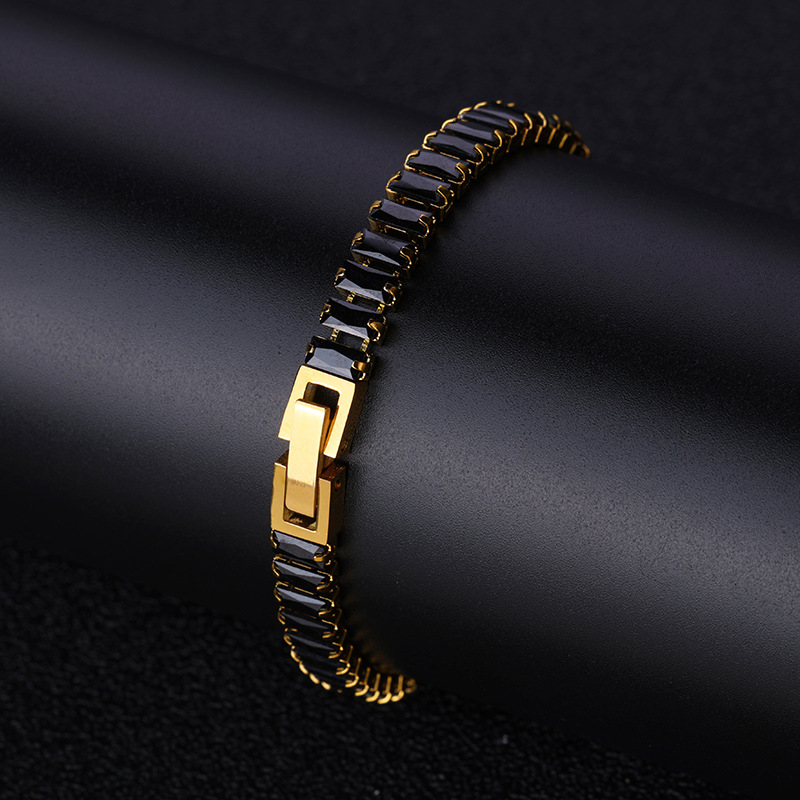 6mm Stainless Steel Black Cubic Zirocn Tennis Chain Necklaces Bracelet Earrings