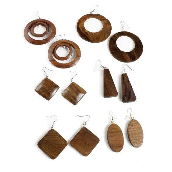 Long Feather Design Wooden Party Wear Daily Use Wedding Functional High-Quality Fashion Earrings