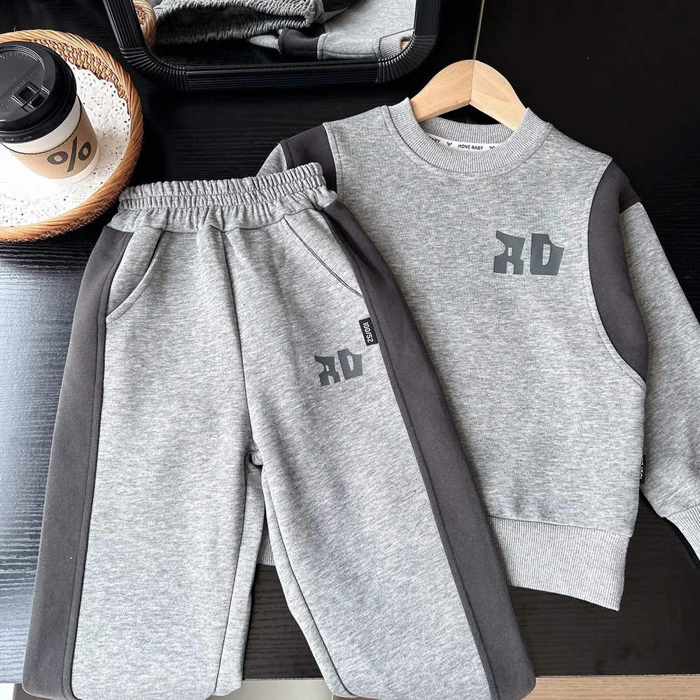 baby boys autumn sweatshirt sets round neck topElastic Waist pant toddler boys sets letter printed kids baby boys Two-piece set 250813