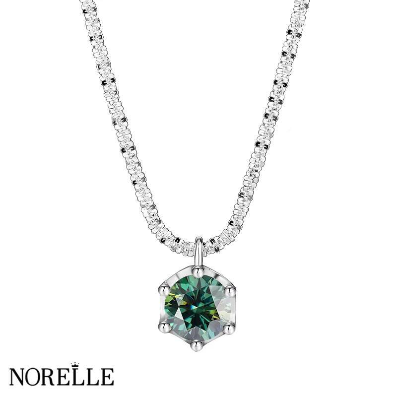 Hot Selling S Sterling Sier Women's 1-2ct Gra VVS Sexangle Pendant Necklace Fine Jewelry Moissanite Colorful
