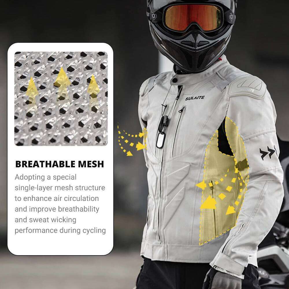 Designer Clothing 2025 SULAITE Summer Breathable Jacket Road Racing Clothing Motorcycle Equipment Built-In Chest Protection New