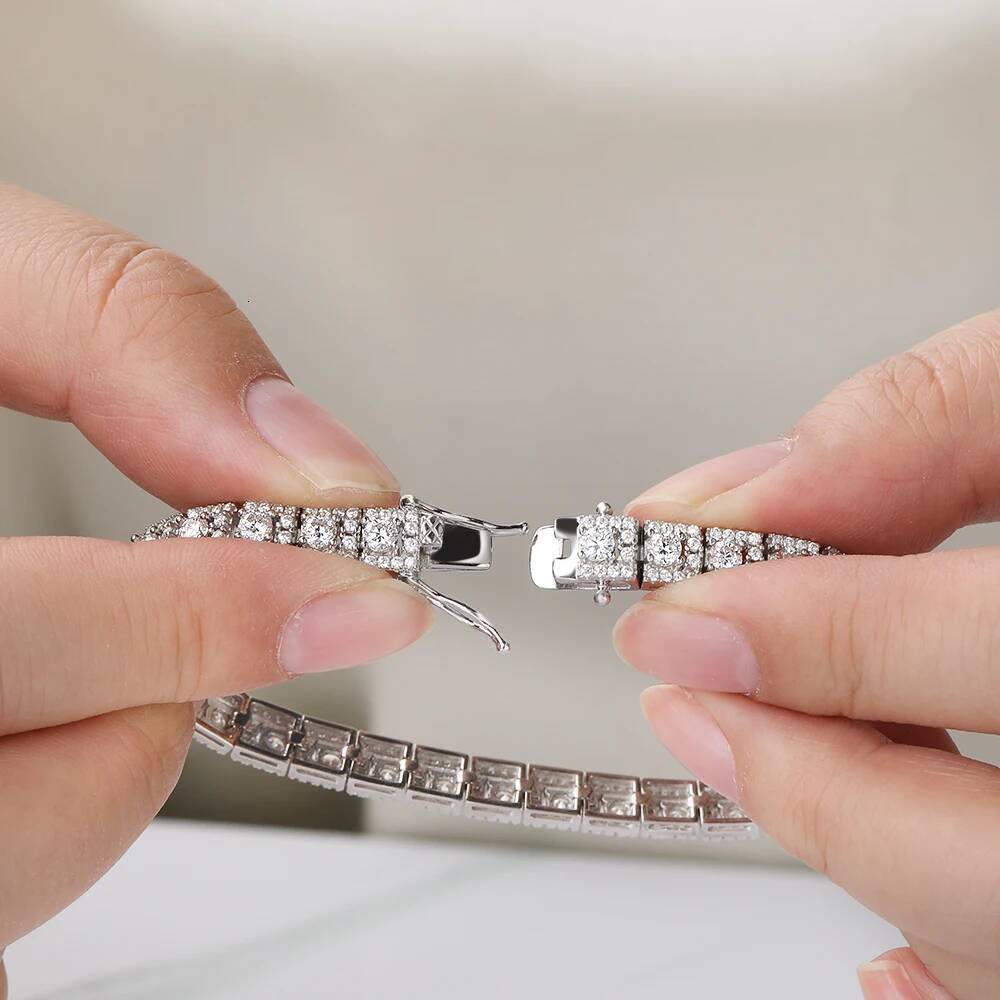 BXINY All Moissanite Bracelets 100% S925 Silver GRA Certified Lab Diamonds for Women Men Engagement Wedding Luxury Jewelry Gifts