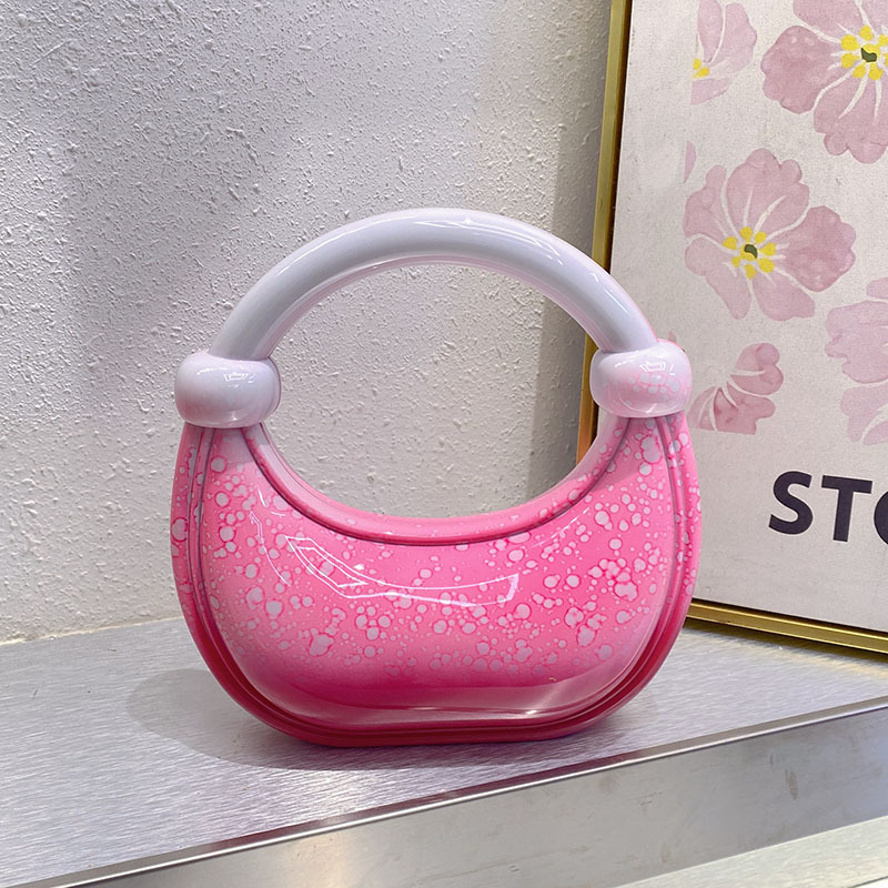 Chic Acrylic Evening Clutch - Modern Crescent Shape for Stylish Occasions