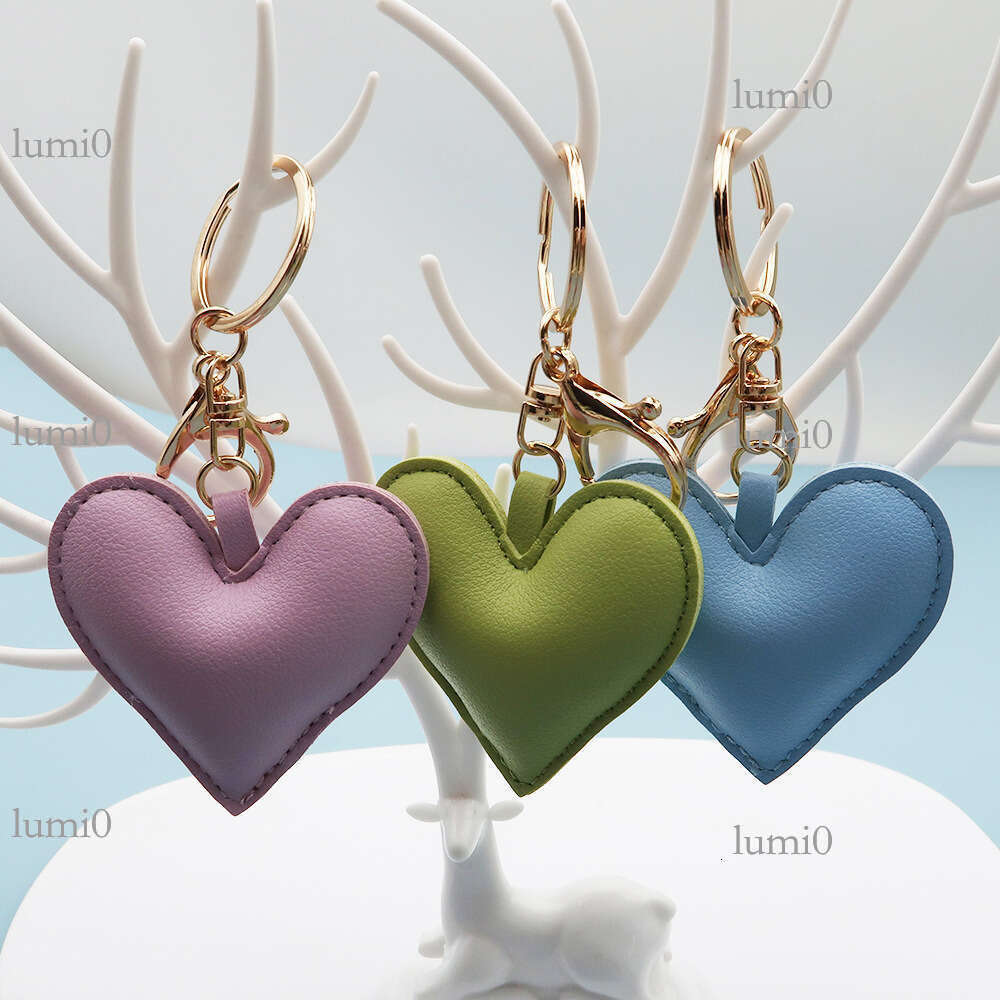 PU Simple Love Heart Couple Keychain Bag Pendant