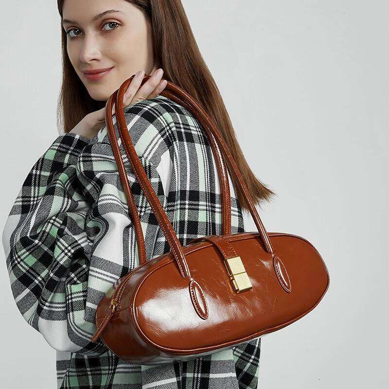 Designer Luxury New Women S Baguette Genuine Leather Designer Shoulder Bags High Quality Cowhide Bag Vintage Female Handbags