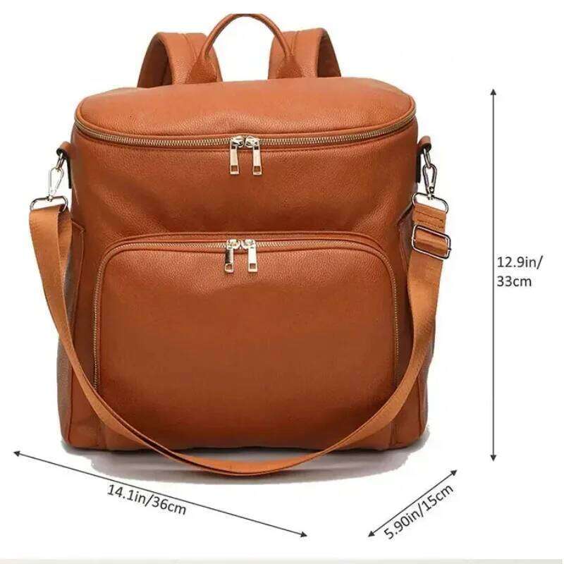 PU Leather Backpack Large Capacity Travel Carry Maternity Bag Stroller Organizer Nappy Changing Bags Diaper pad