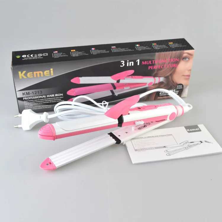 3 in 1 Ceramic Straightener Curler Hair Iron with Comb Curl Clip Curling Iron Straightening Iron Hair Straightener KM-1213 W250814