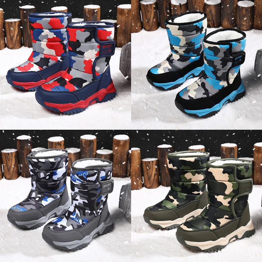 Winter Fashion Waterproof Good Quality Thick-bottom Warm Plush Children Shoes Boys Girls Snow Boots for Baby Toddlers Sizes US9C-US6Y