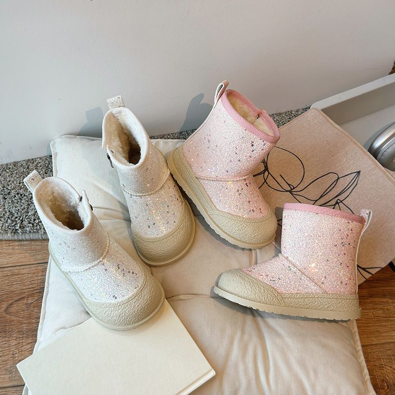 New 2025 Winter Kids Snow Fashion Children Warm Boots Boys and Girls Shoes Kidsnest Toddler Warm Ankle Zip Anti-slip Shoes Sizes US9C-US5Y