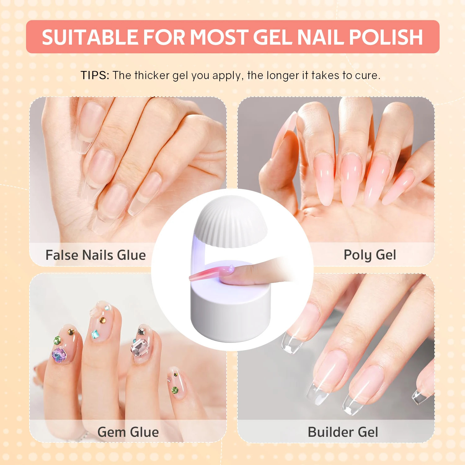 Mini UV LED Nail Lamp 6 LEDs Nail Dryer Type-C Charging Portable Manicure Lamp with Smart Induction Nail Art Tools 250807