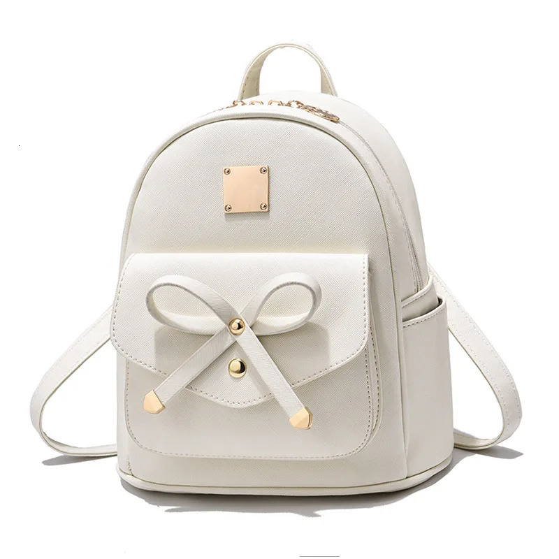 Mini Bowknot Decor Backpack - High-Quality PU Leather Spacious Daypack Purse Compact Mini Schoolbag for Women 250813