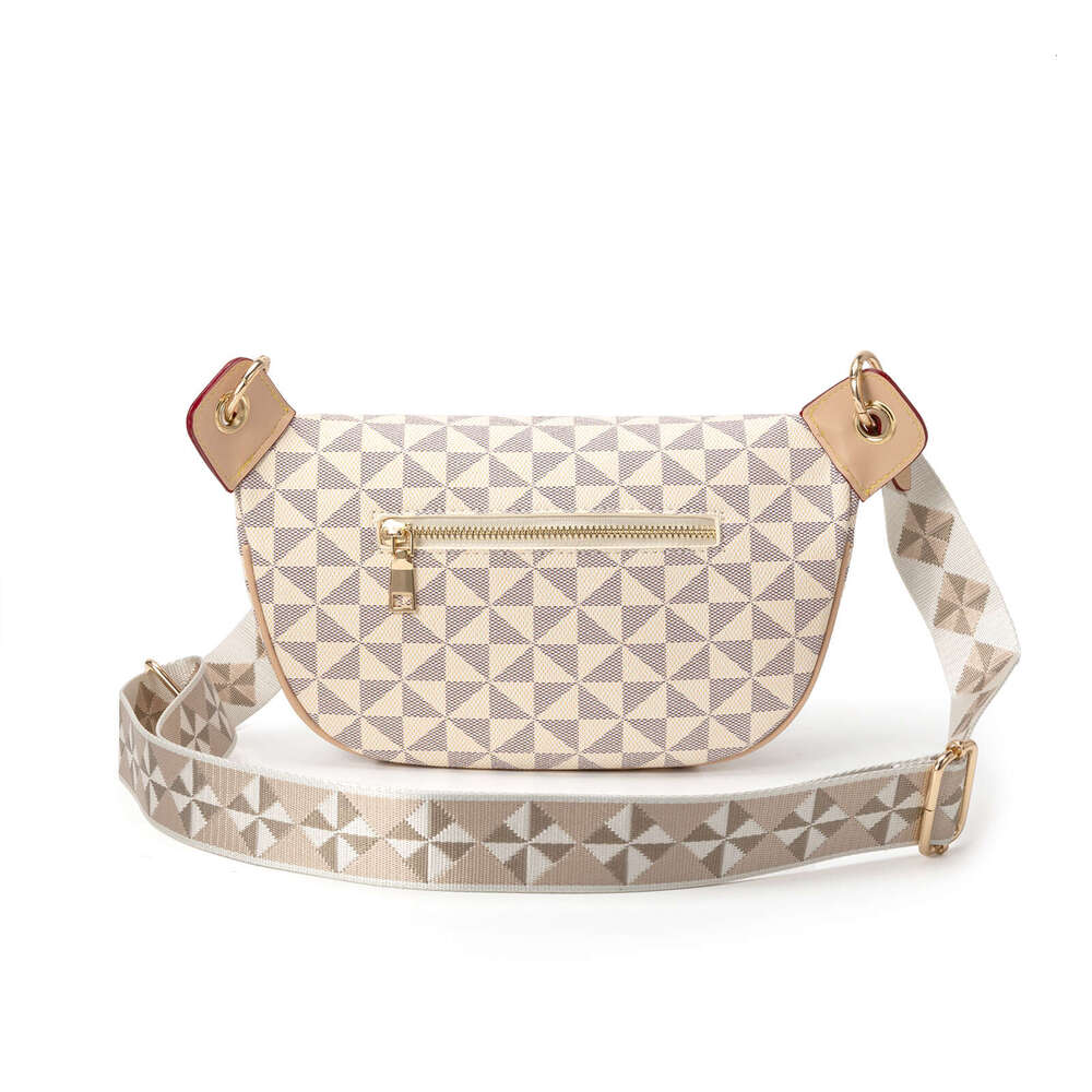 Lacel Urwebin Women's Geometric Triangle Pattern Fanny Pack Large Capacity Multi - Pocket Adjustable Strap Stylish Waist Bag for Daily Travel Spo