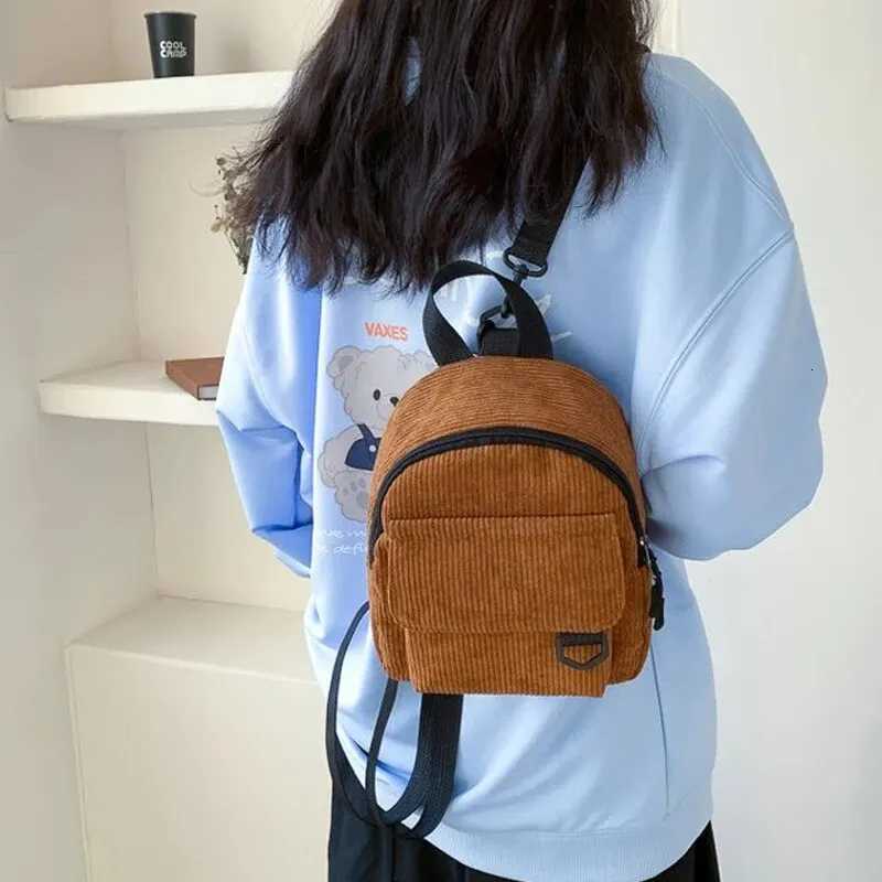 Minimalist and Versatile Striped Velvet Mini Backpack Students and Women for Leisure Travel XJ250814