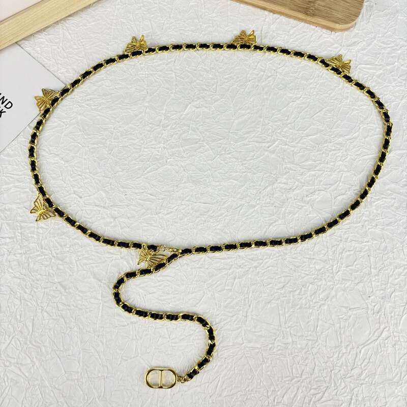Style Waist for Women, Dress Coat, High-End Feel, 2024 Butterfly Decoration, Suit Metal Chain Belt