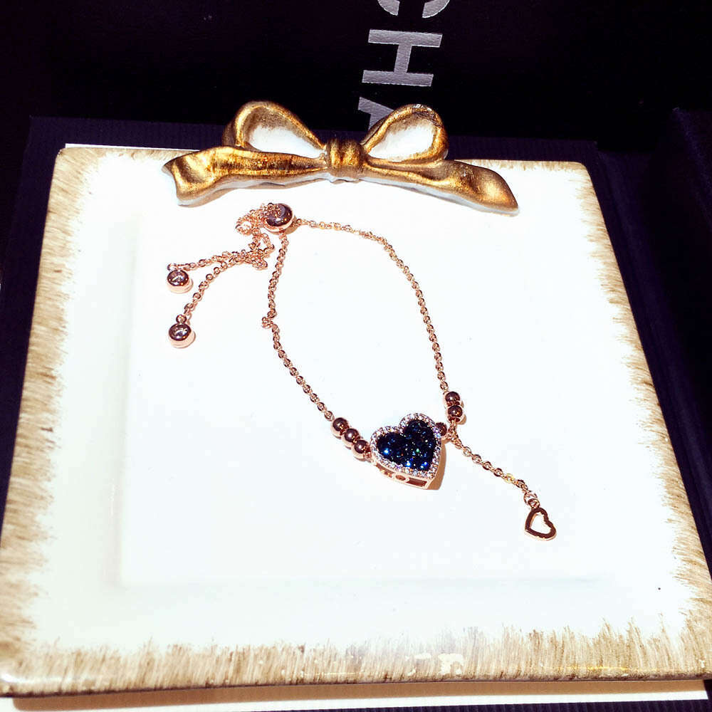 New Fashion Korean and Japanese Style with Blue Crystal Heart Pull Rope Elegant Bracelet Jewelry for Women S00301