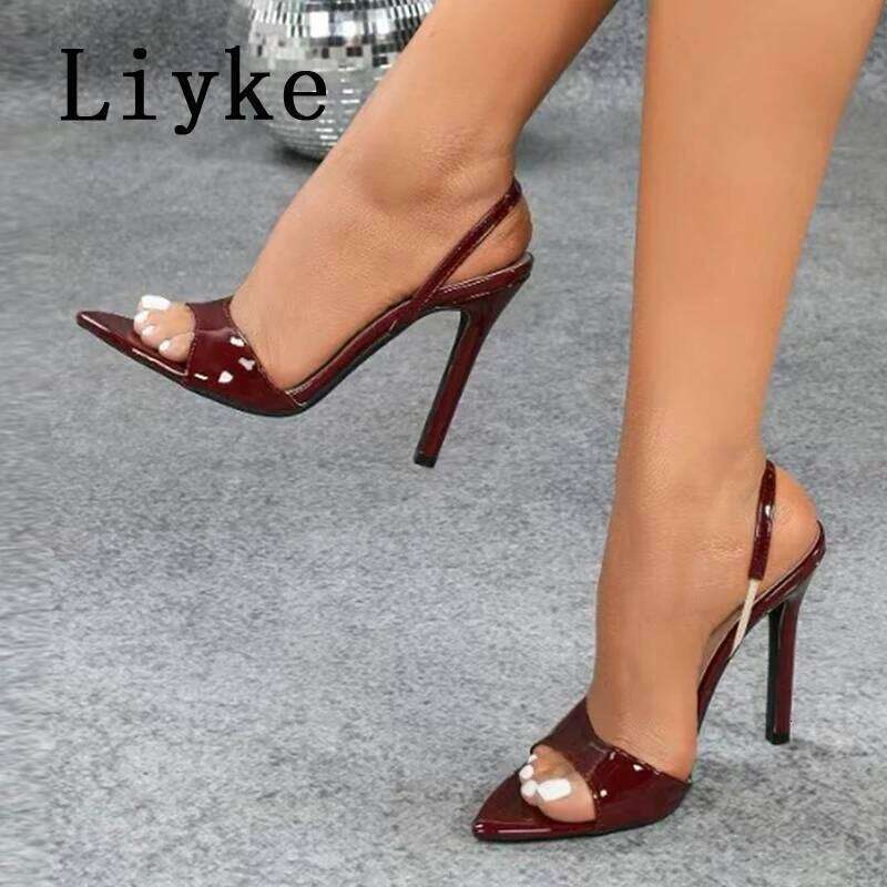 Liyke Sexy Slingback Sandals Women 2025 Summer Fashion Open Toe Slip On Back Strap Designer High Heels Party Dress Shoes Size 43