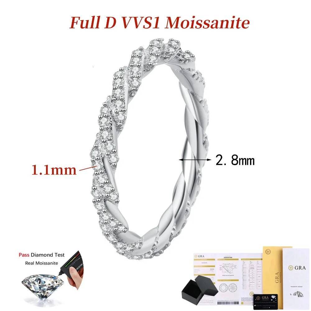 NKHOG Full Moissanite Bridal Ring For Women 100% S925 Silver Eternity Wedding Diamond Band 18K Plated Fine Jewelry GRA Certified