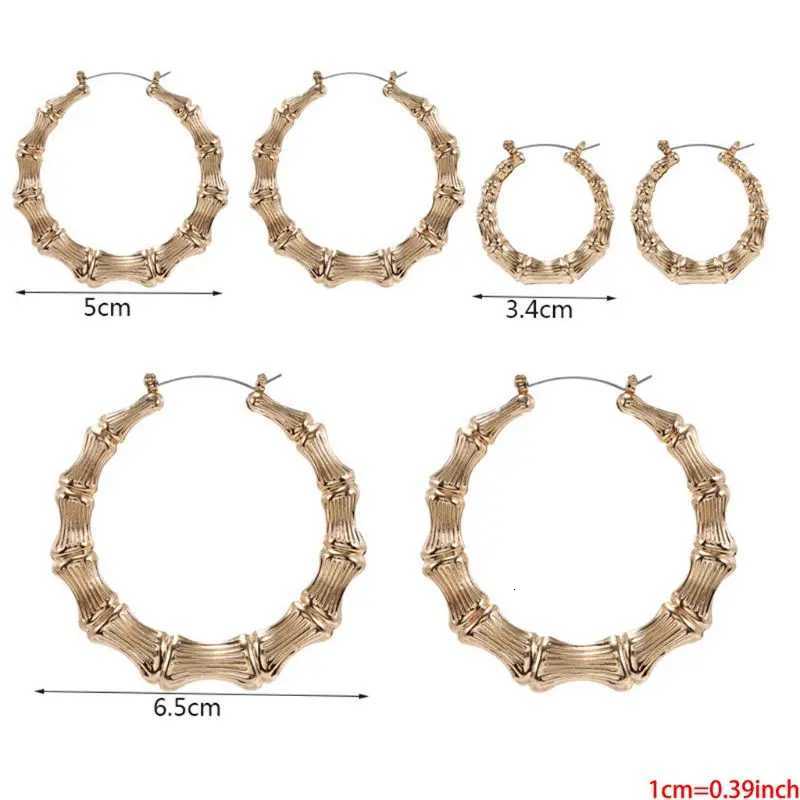 Punk Earrings Silver Gold Color Big Bamboo Circle Hoop Earrings Large Celebrity Earrings Hoops Jewelry Charms for Women XJ250814