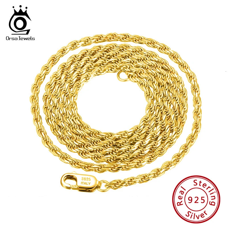 ORSA JEWELS Genuine 925 Sterling Silver Rope Chain Necklace Unisex 1mm 2mm m Italian Twist Choker Gift 4060cm SC29 250811