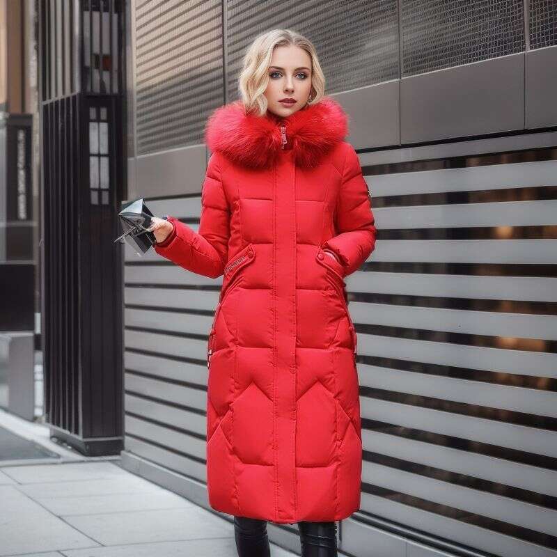 Women's Winter Windproof Warm Solid Parkas Coats Fashion Casual Hooded Long Sleeve Pockets Simple Elegant Slim Long Coats Female