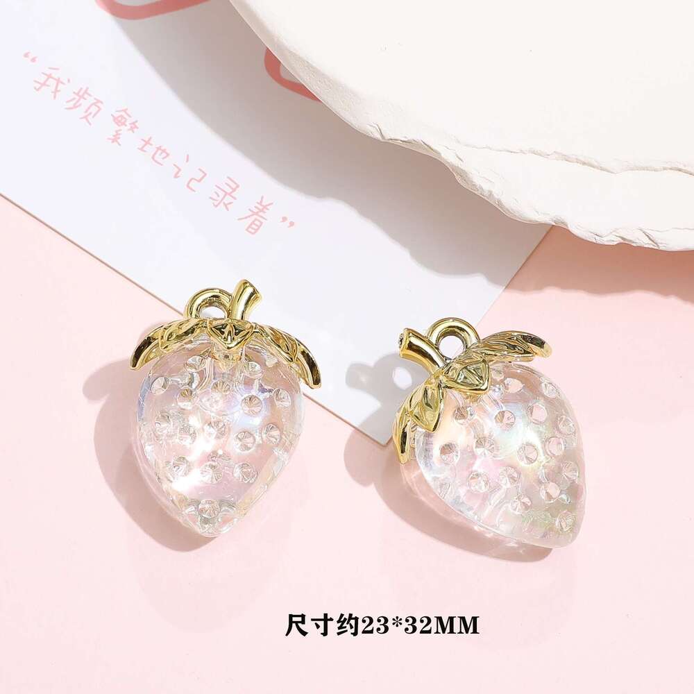 Iridescent Red Transparent Pink Strawberry Acrylic Pendant DIY Handmade Phone Chain Accessories Materials