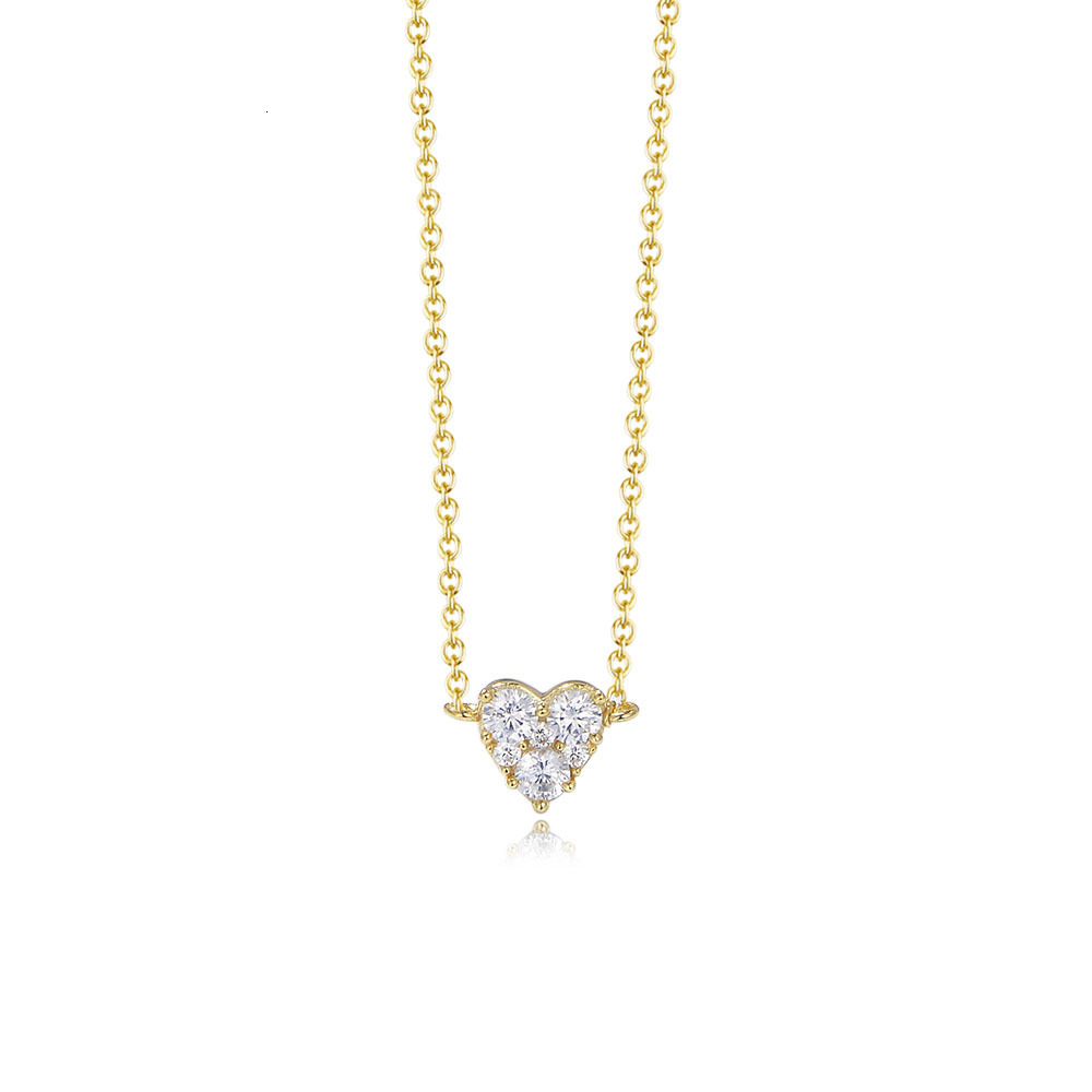 S Pure Sier Petite Dia-Studded Heart Necklace for Women Versatile Fashion Simple Heart-Shaped Zircon Collarbone Chain Jewelry