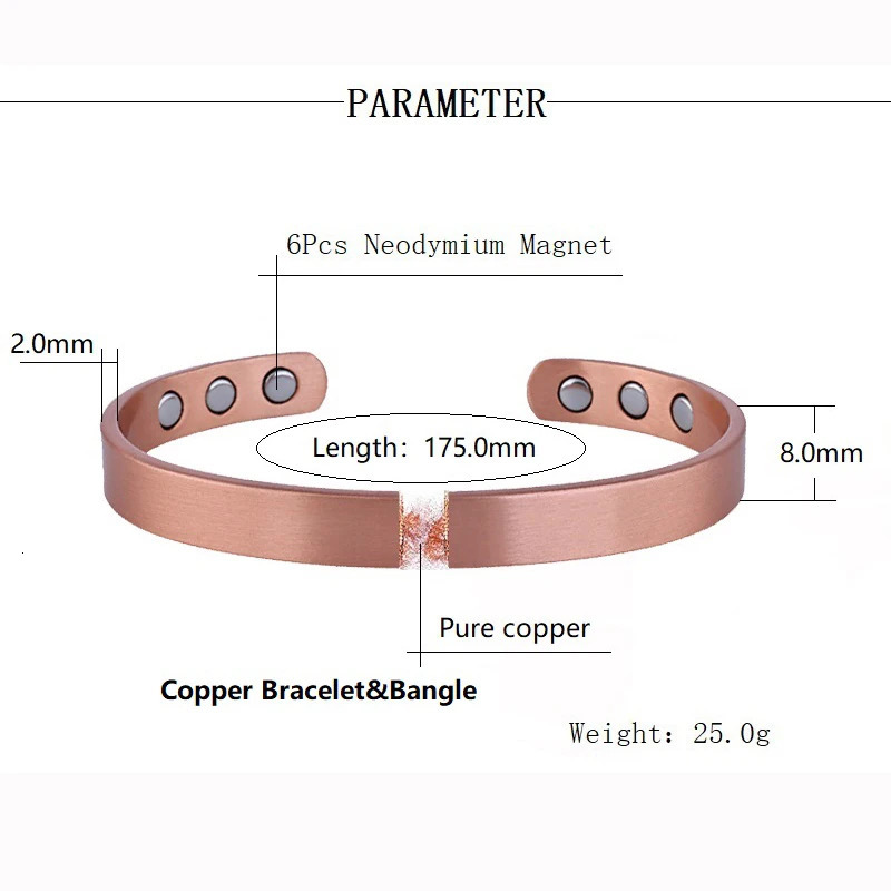 Simple Jewelry Set Pure Copper Bracelet Rings Cuff Magnetic Bangles For Women Men Arthritis Health Solid Copper Jewelry 250812