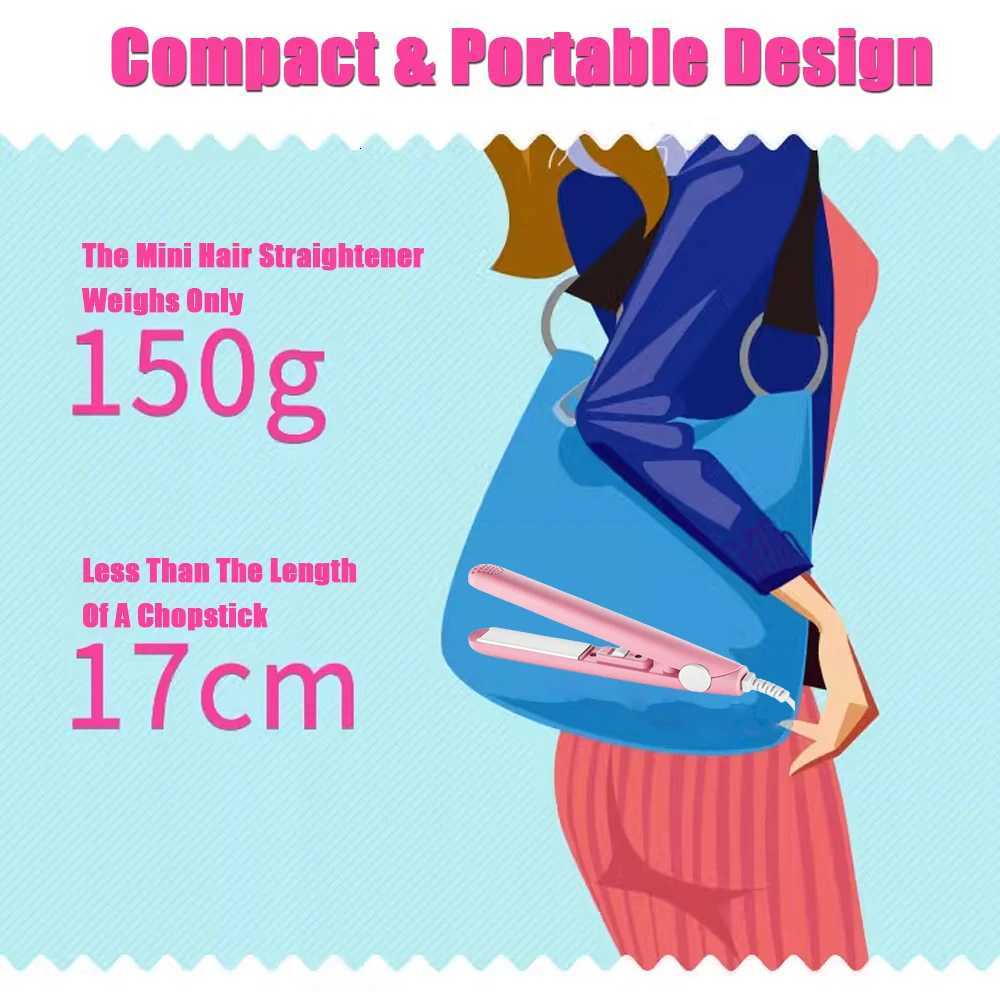 Electric Ceramic Mini Hair Straightener Unisex Portable Flat Iron Wet/Dry Straightening Curling Irons Black FastHeat Hair Curler W250814