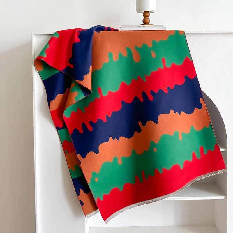 Cashmere Women Floral Scarf Winter Warm Shawl and Wrap Bandana Pashmina Female Foulard Square Thick Blanket Poncho 250808