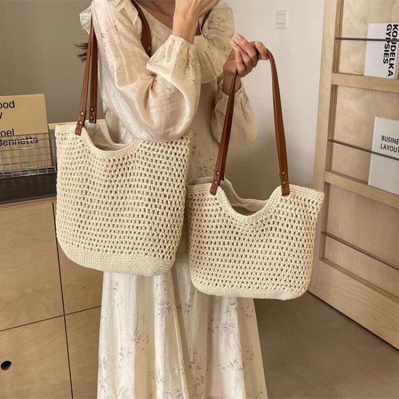 Designer's Straw Weaving Storage Bags, Luxury Bags, Custom New Simple And Multi-functional Beach Bags, Vacation-style Large-capacity Handcrafted 