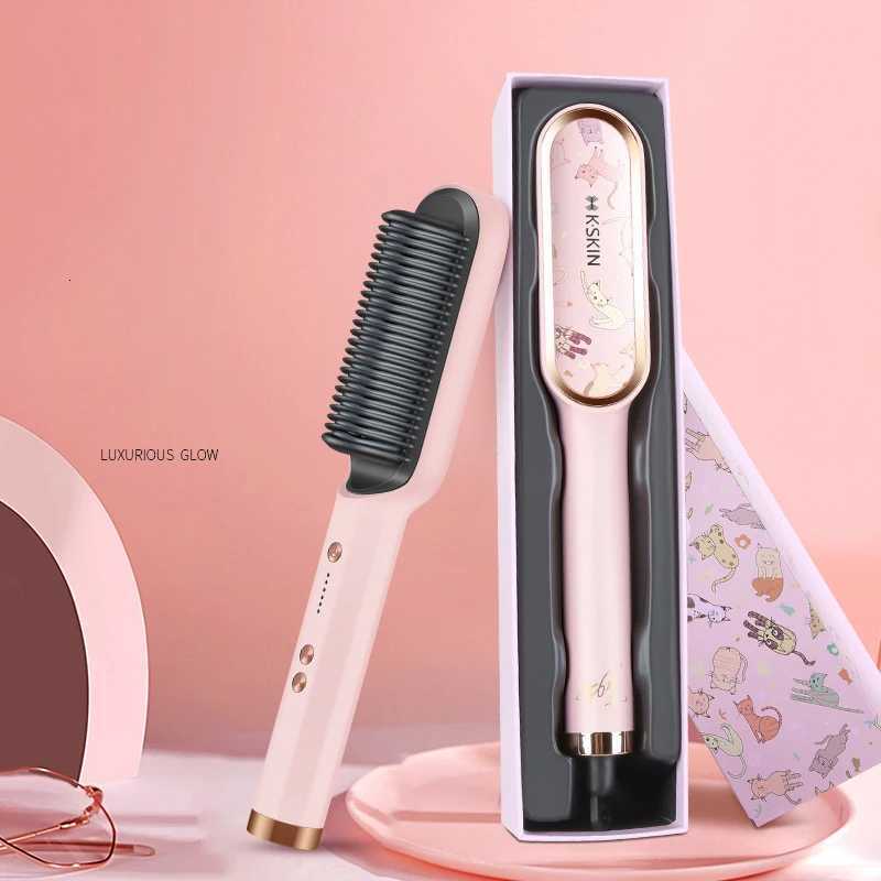 Multifunctional Hair Straightener Brush Hair Straightening Ceramic Heat Hair Curler Electric Straightener Hair Care Styling Tool W250814