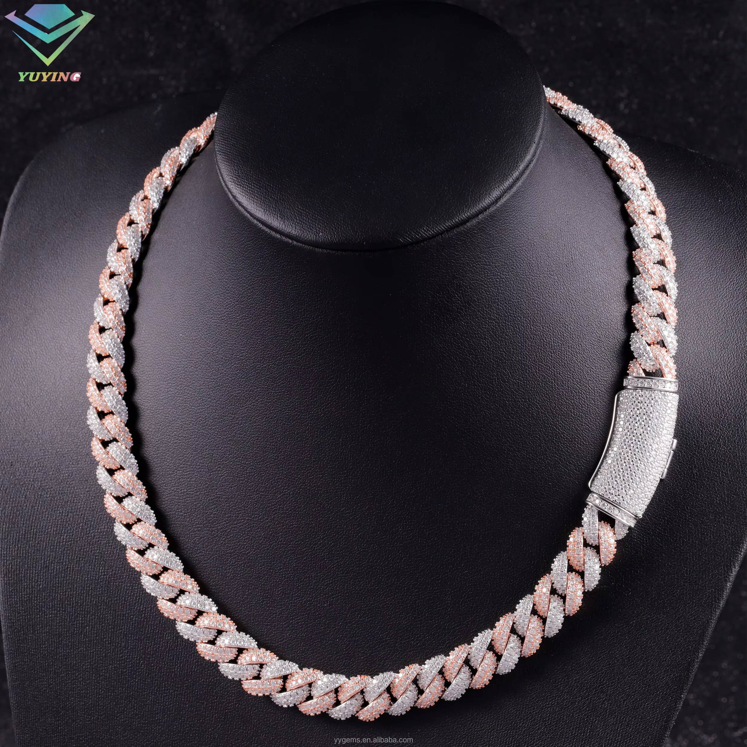 Sier GRA Moissanite 13mm Wide Dia Iced Out Bracelet Necklace Hip Hop Miami Cuban Link Chain for Rapper Men