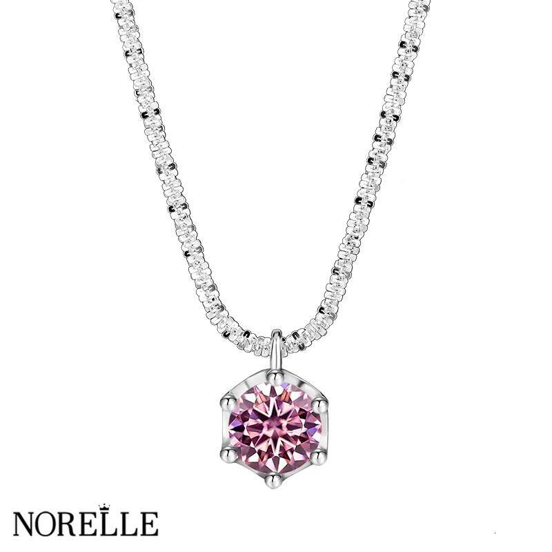 Hot Selling S Sterling Sier Women's 1-2ct Gra VVS Sexangle Pendant Necklace Fine Jewelry Moissanite Colorful