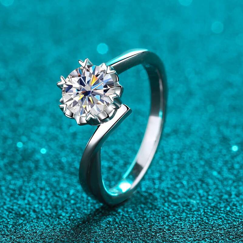 KNOBSPIN 1ct D Color Moissanite Ring s925 Sterling Sliver Plated 18k White Gold Eternity Band Wedding Engagement Rings For Women