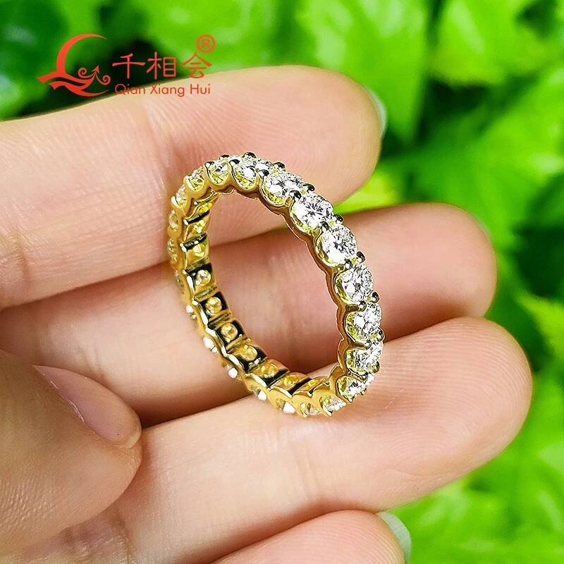 yellow rose gold 0.1ct 3mm round white moissanite Eternity Band Customizable Specifications 925 Silver Jewelry Rings Engagement