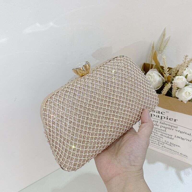 New Water Shining Celebrity Handheld Dress Fashion Crossbody Chain Dia Embedding Mesh Evening Bag