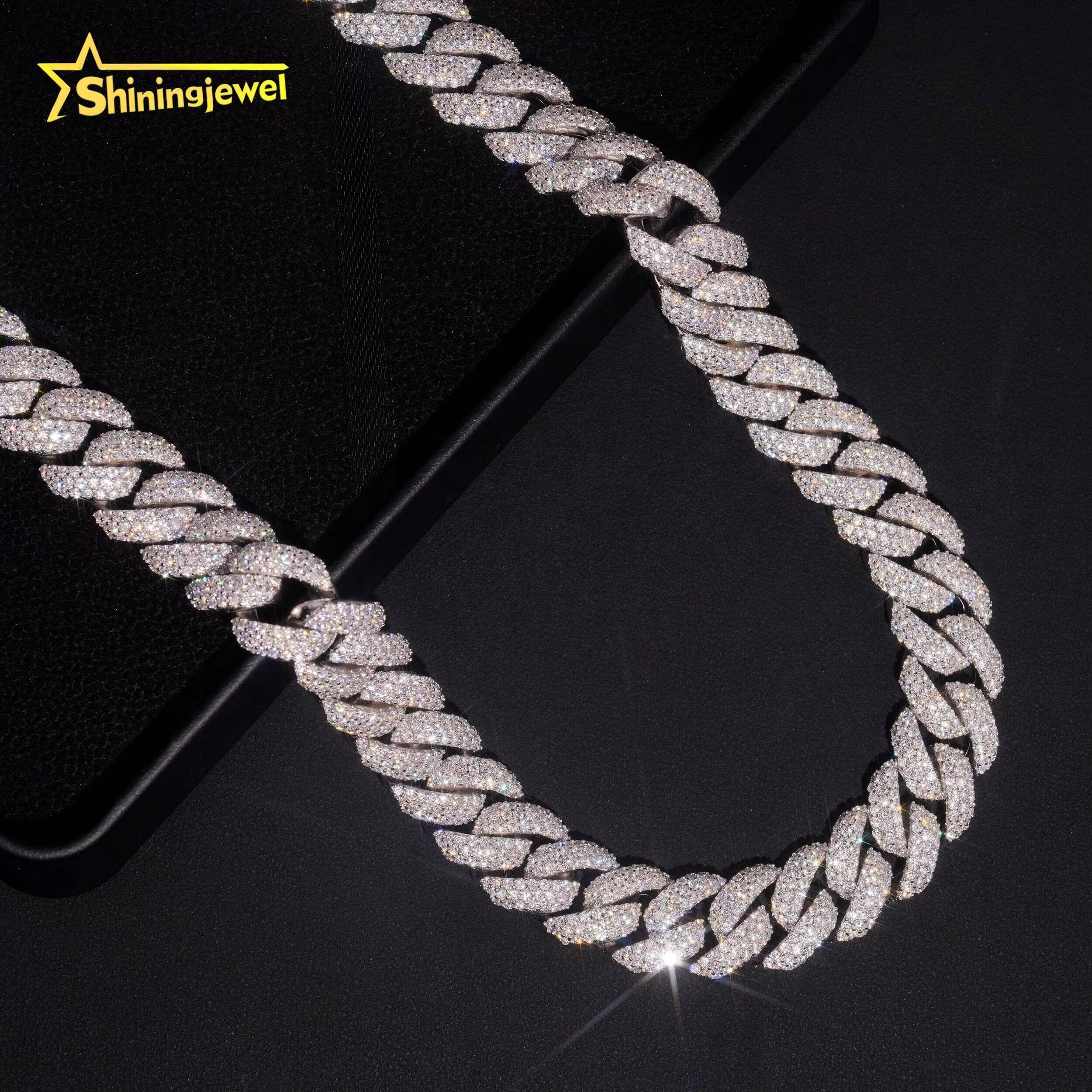 Sier Jewelry Pass Dia Tester 16mm Width Hip Hop Mens Iced VVS Moissanite Cuban Link Chain