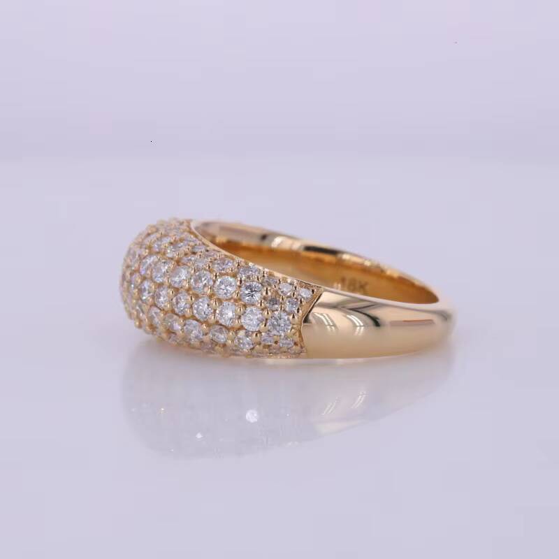 Starsgem Pave Dome Dia Ring 10K 14K Yellow Gold Round Briiliant Cut Lab Grown Dias Wedding Rings