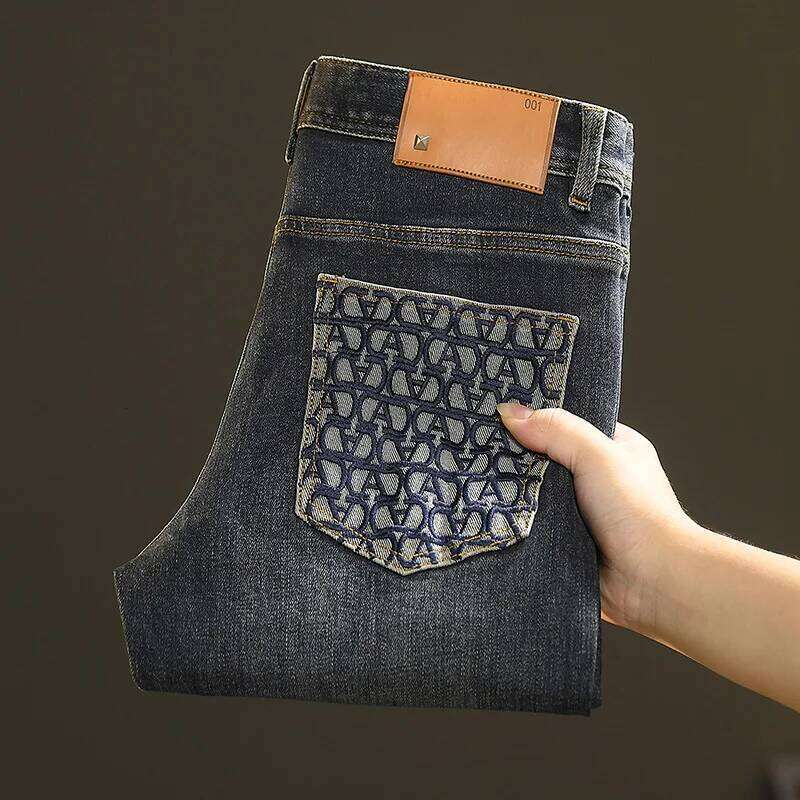 2024 New Light Jeans Men's Spring and Autumn Versatile High-End Casual Affordable Fashion Slim Trousers