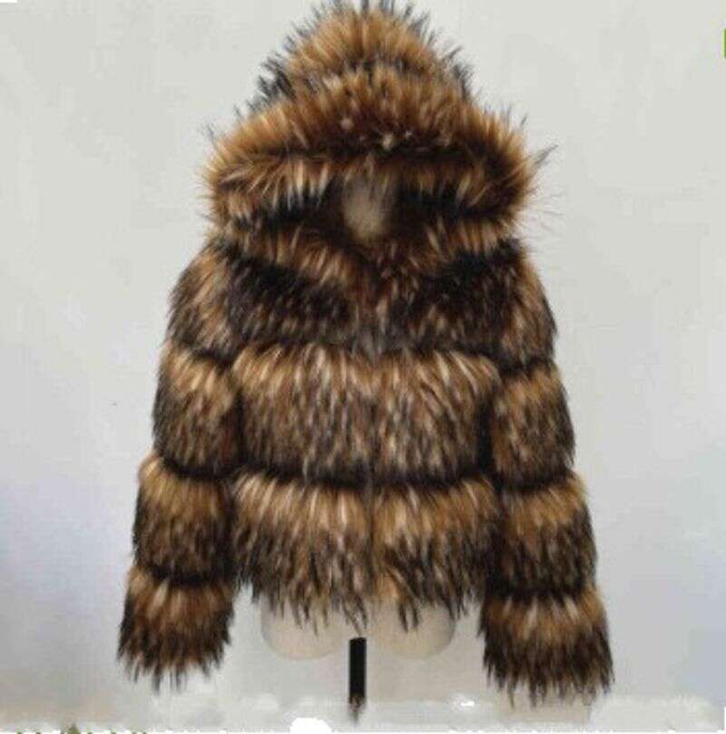 Women's coat imitation raccoon splicing artificial fur