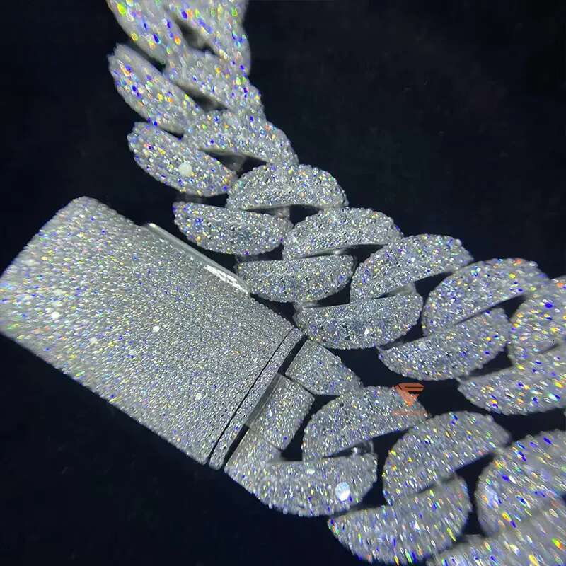 Custom Made Necklace 20mm Big Stone Cuban k Chain Gra Ice VVS Moissanite White Gold Plated Sier Hip Hop Men Jewelry Hip-hop necklace