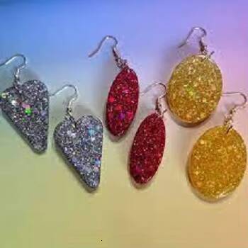 Resin Acrylic Set Exaggerated Geometric Flower Heart Bead Stud Earrings