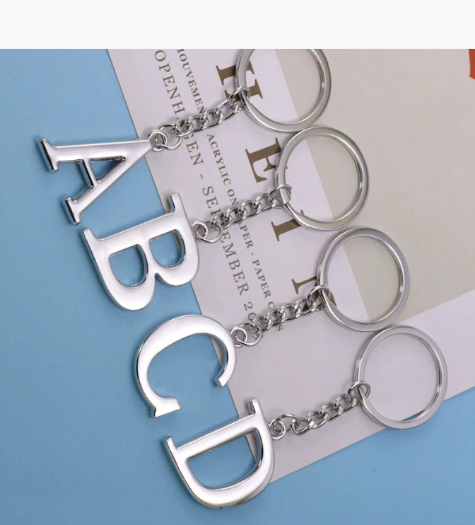 Key Rings Jewelry Diy A-Z 26 Letters Keychains Stainless steel Car Ring Men Women Charm Gift Chain Party Customized small gift keychain, personal name