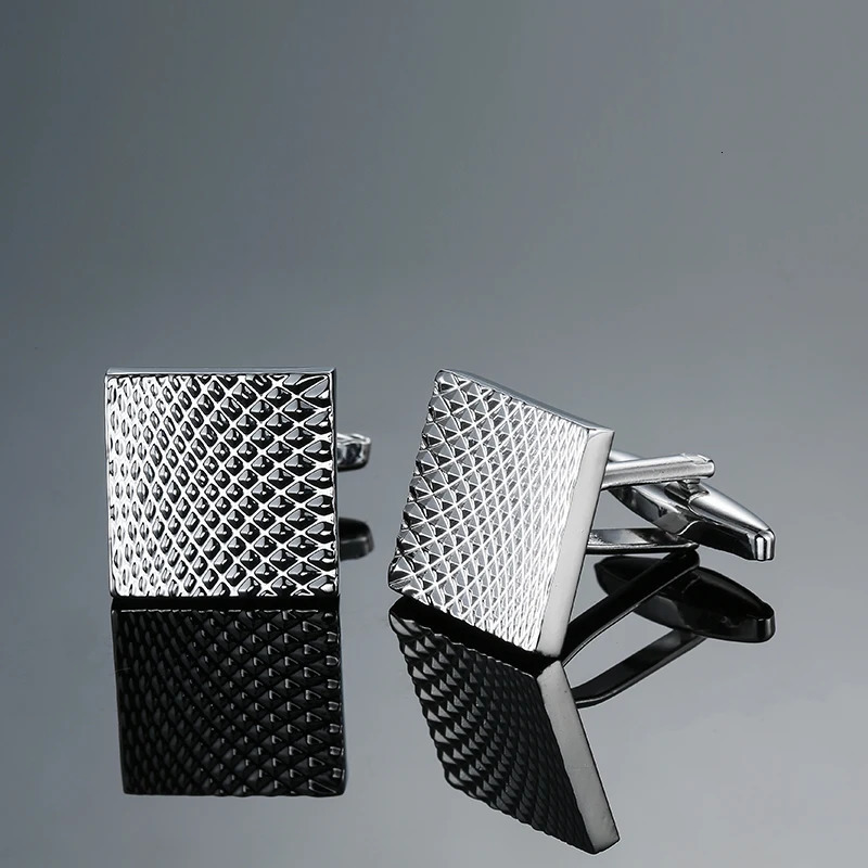 High end mens French shirt cufflinks Classic Square laser lattice wire drawing cuffs buttons business suit accessories jewelry 250812