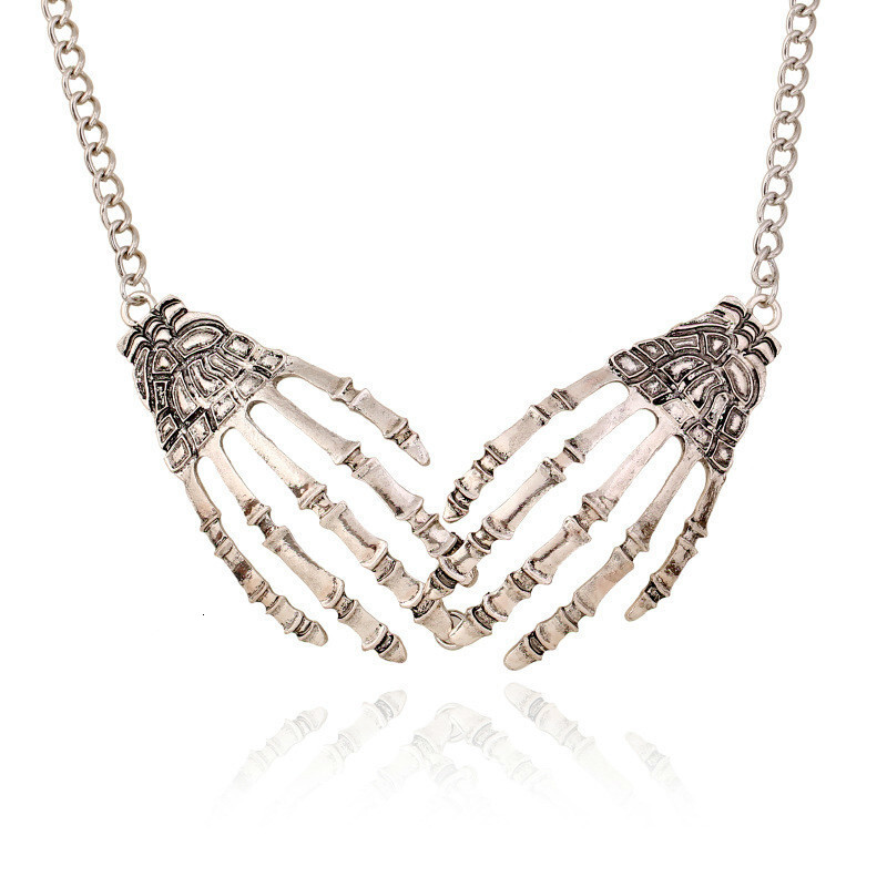 Hot Selling Jewelry Exaggerated Punk Skull Claw Halloween Necklace Cosplay Accessory