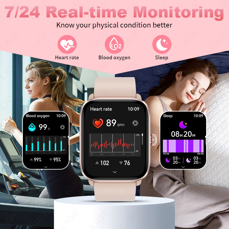 LIGE universal smart watch multifunction watch multiple sports dial custom dial remote control photography blood pressure heart rate deduction monitor