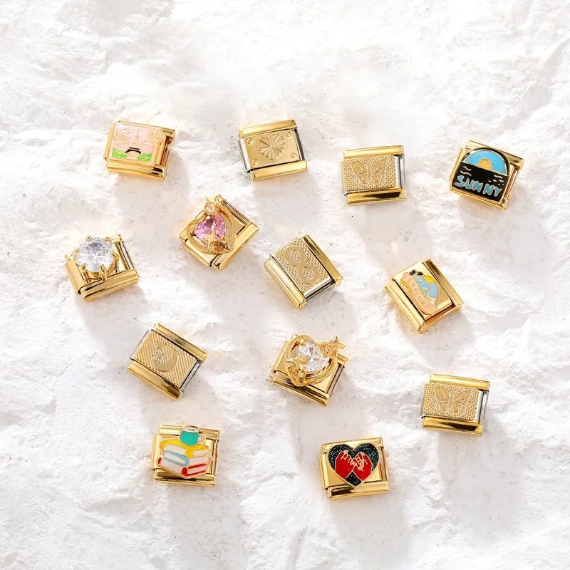 Fashion 9mm 15 Style Italian Modular Charm Bracelet Fashionable Leisure Holiday Scenery Literary Modular Elastic Bracelet 250812