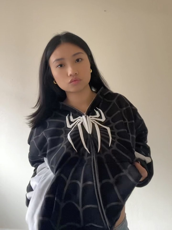 Men's Hoodie Y2k clothing Spider web Red hoodie sweatshirt zipper warm Harajuku punk grunge Women Hip hop sweatshirt Hoodie